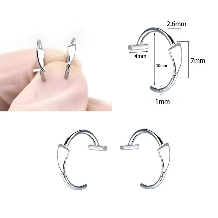 2PCS Trendy 10mm Stainless Steel Punk Clip on Piercing Nose Wrap Lip Rings Unisex Ring Women Men Tusk Body Jewelry 250110