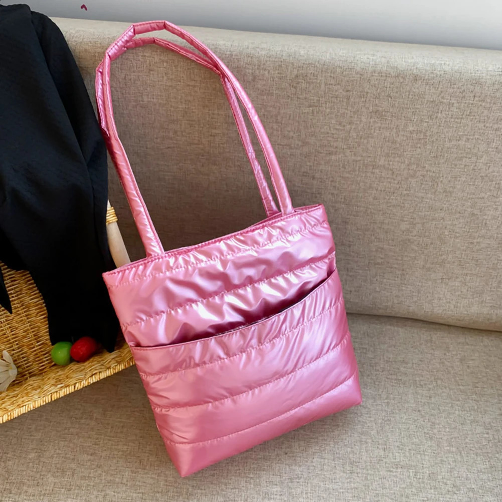 Fashion Quilted Tote Bags for Women Autumn Winter Padded Handbags Down Cotton Padded Ladies Shoulder Bags Casual Shopper Bags 250113