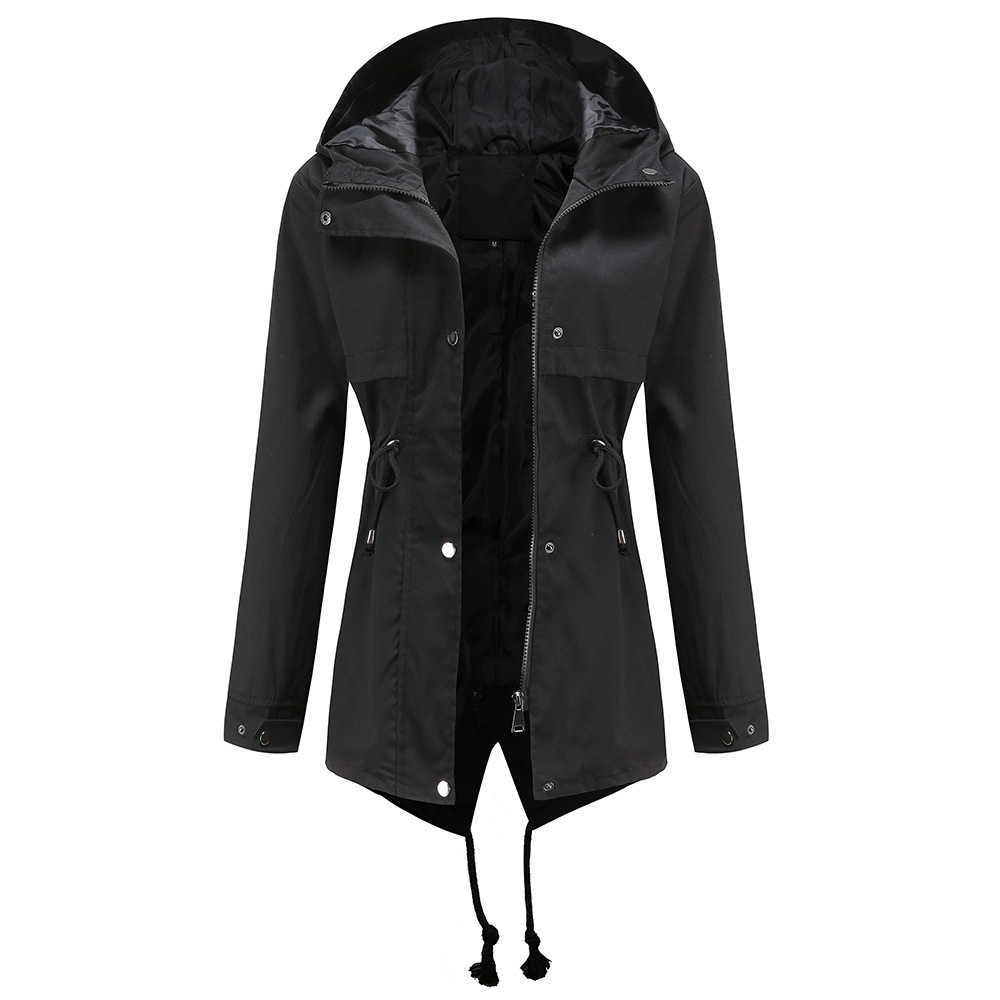 New Trench Coat Medium And Long Hooded Coat With Long Sleeves And Waist Outdoor Raincoat Thin Womens Leather Jacket Jackets For Women 241209