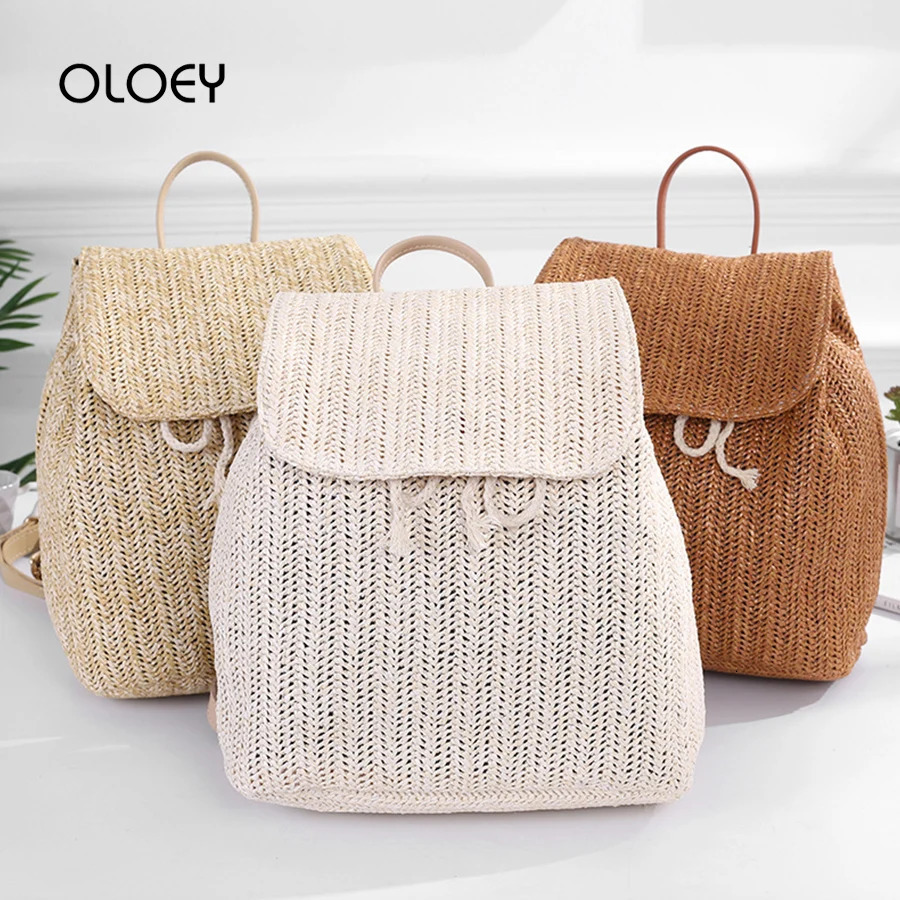 Fashion Straw Woven Backpack Women Shoulder Bags Summer Teenage Girl Quality Bagpacks Female Travel Bag Books Rucksack Mochila 250120