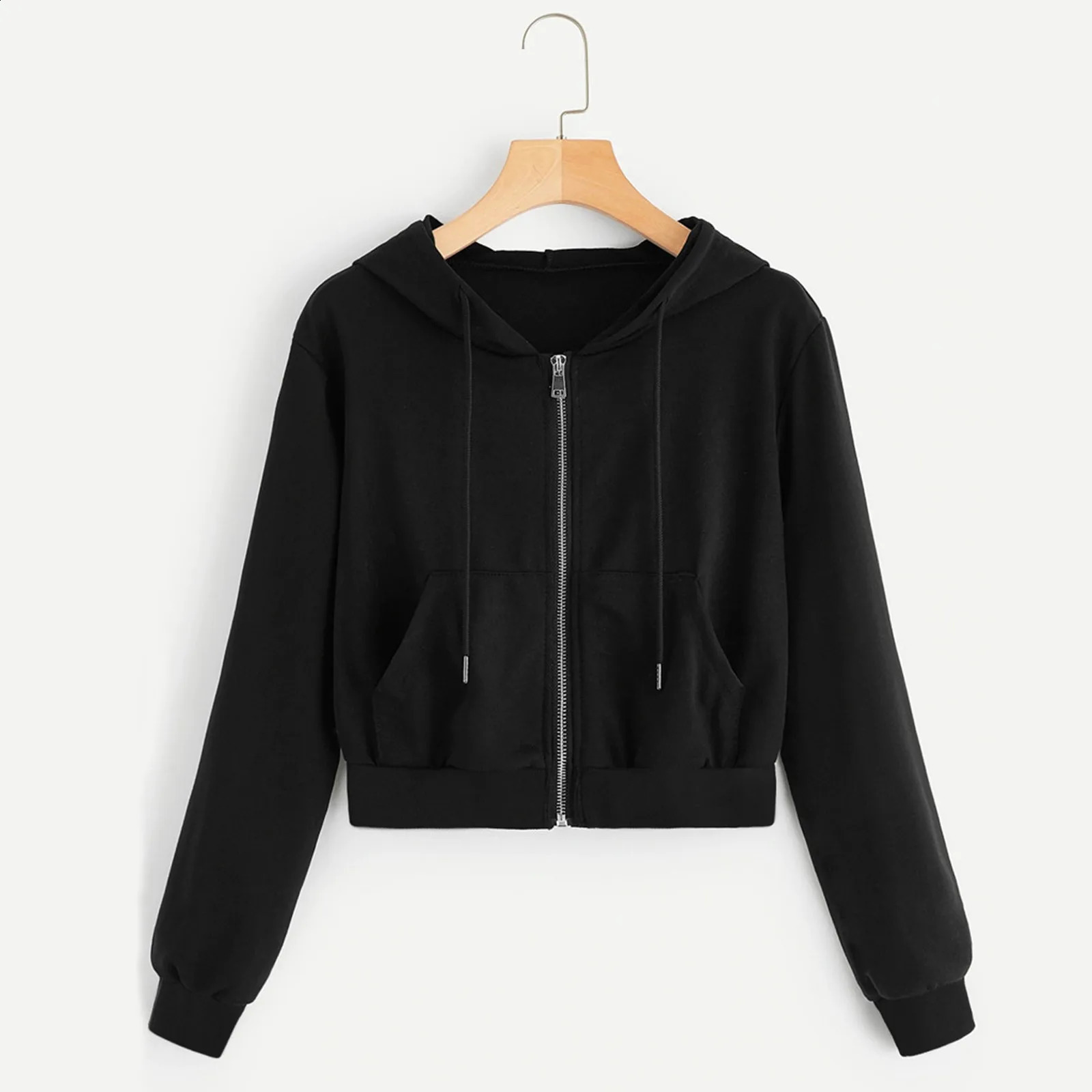 White Zip Up Hoodie Drawstring Long Sleeve Kpop Hooded Sweatshirt For Women Kawaii Harajuku Cropped Hoodie Sudaderas Para Mujer250120
