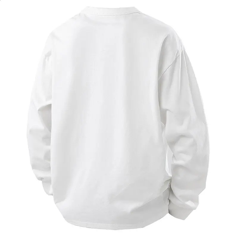 Autumn Mens Fashion Men Henry Neck Long Sleeve TShirt Casual Vintage Male Button Slim Washed Tees 250122