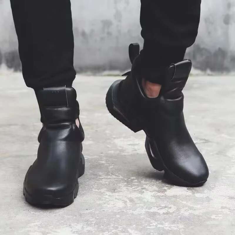 Winter New Men's Warm Thick Soled Leather Surface Korean Edition Personalized Trend Increase Casual Sports Cotton Shoes