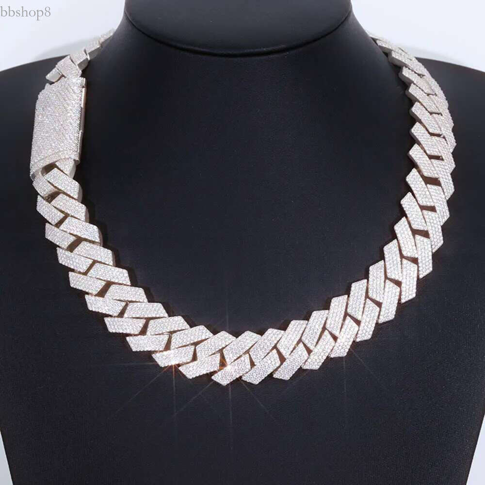 Heavy Solid Sier 20mm 4rows Gra Moissanite Dia Cuban k Chain for Mens nical Watch Rapper Hip Hop Necklace