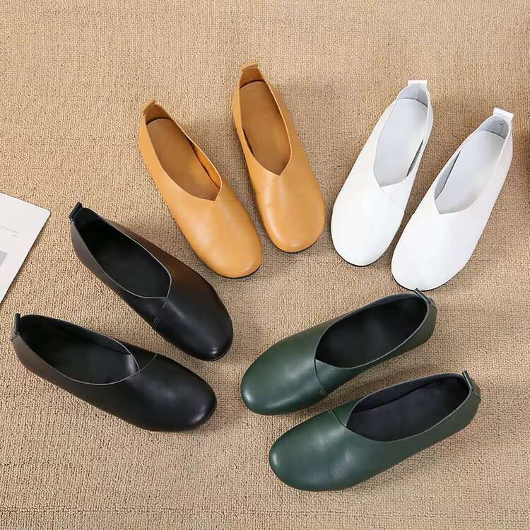 Women's Flat Handmade Women Shoes 2021 Spring/autumn New Vintage Slip on Loafers Plus Size Female Shoe atos De Mujer