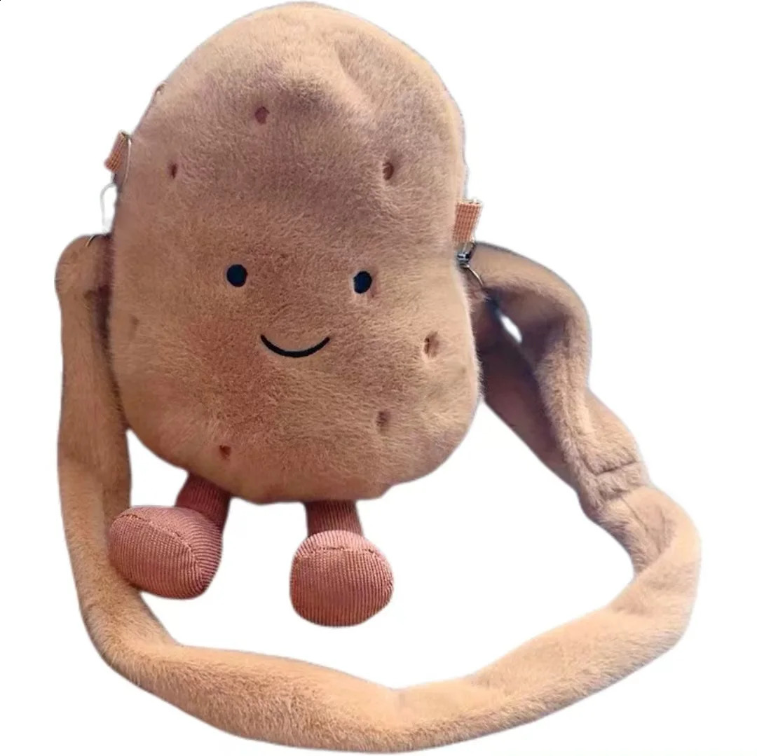 Women funny Cute potato shoulder bag ins cartoon crossbody bag girl students plush mobile phone bag 250113