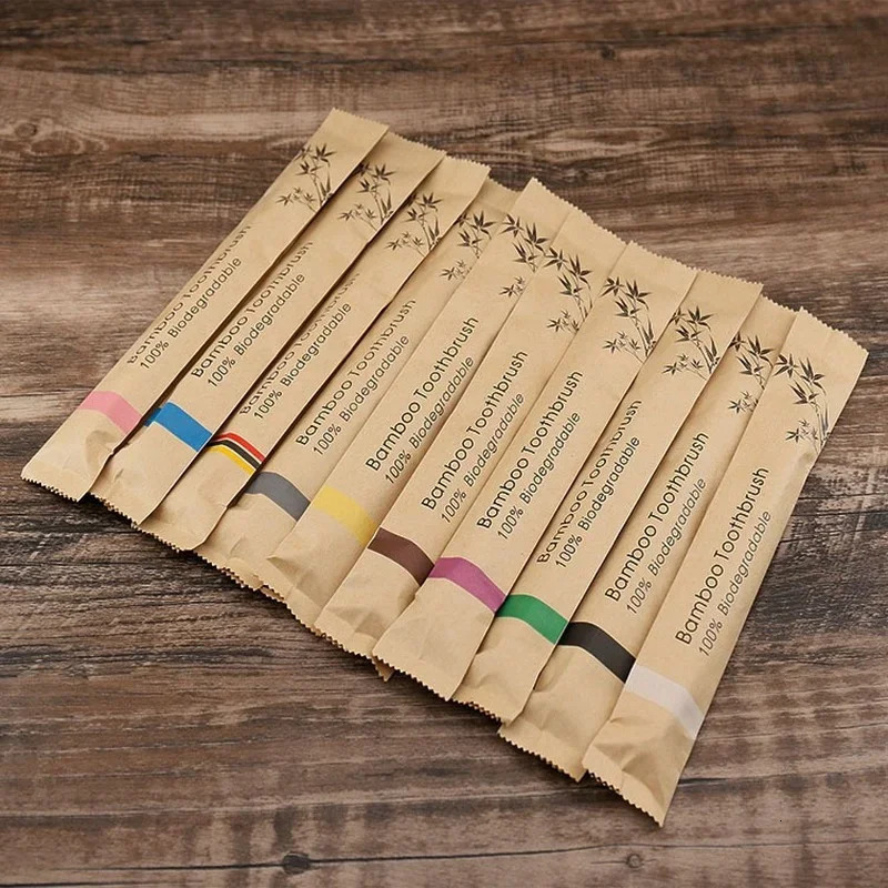 10pcs Colorful Natural Bamboo Toothbrush Soft Bristle Charcoal Teeth Whitening Toothbrushes Dental Oral Care 250115