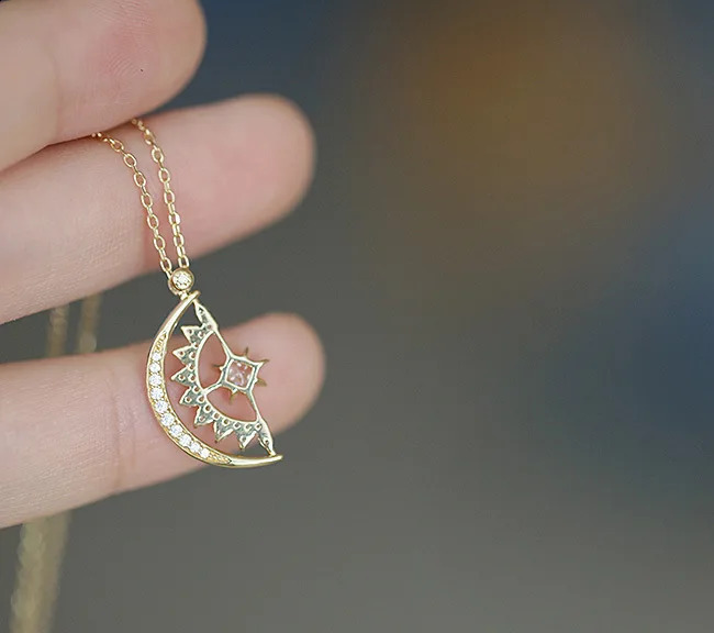 ITSMOS s925 Sterling Silver 14K Gold-plated Star Wheel Necklace Beauty Pave Zircon Necklace for Women Lovely Gift 250117