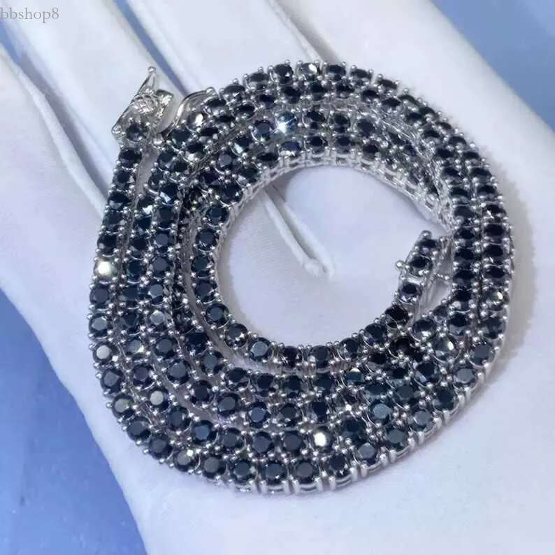 Hiphop Jewelry Necklace Sier Black Vvs Moissanite Pass Dia Tester Tennis Chain