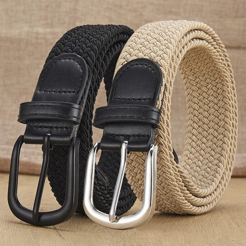 Mens Belt Casual Woven Elastic Outdoor Sports No Need for Punching Climbing Work For Men Women Fashion 250114