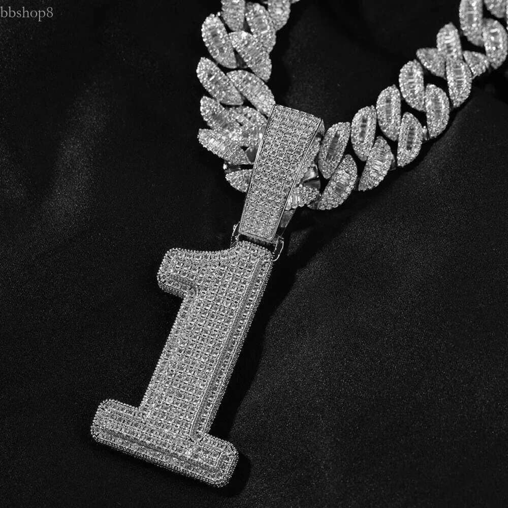 THE BG KING Large Single Bold Letter Pendant Necklace Custom Number 0-9 Micro Paved Cubic Zirconia High Quality Men Jewelry 241104