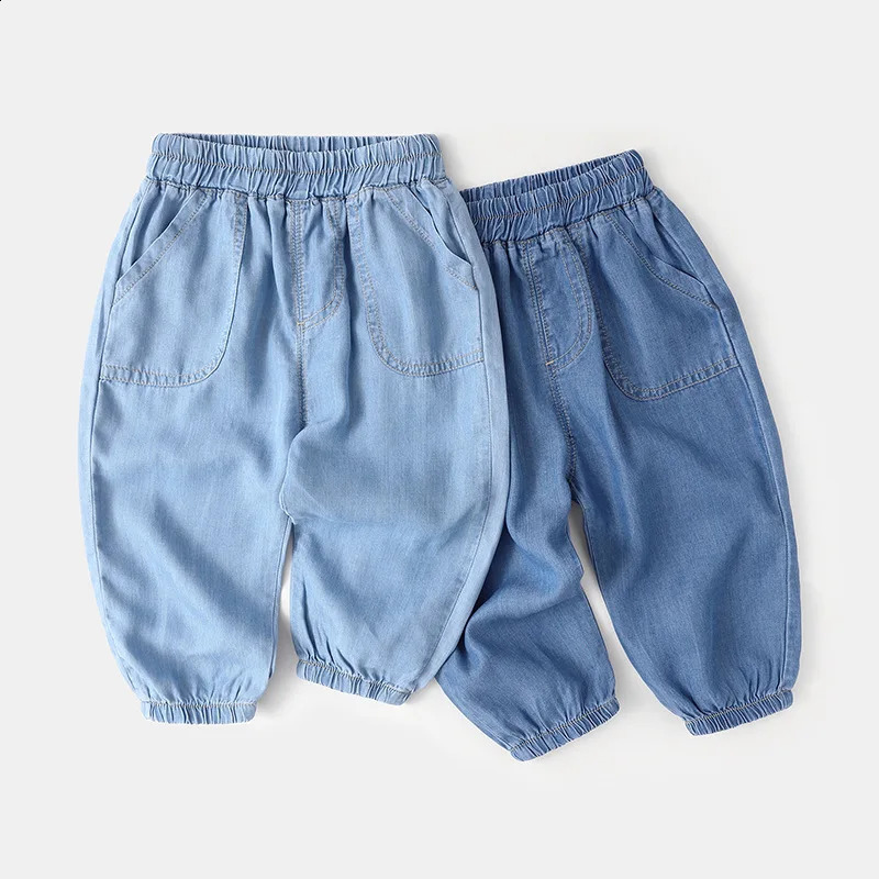 Ins Infant Baby Girls Denim Pants Cotton Solid Elastic Waist Toddler Girl Jeans Thin Cool Anti-mosquito Little Girl Jogger Pants 250115