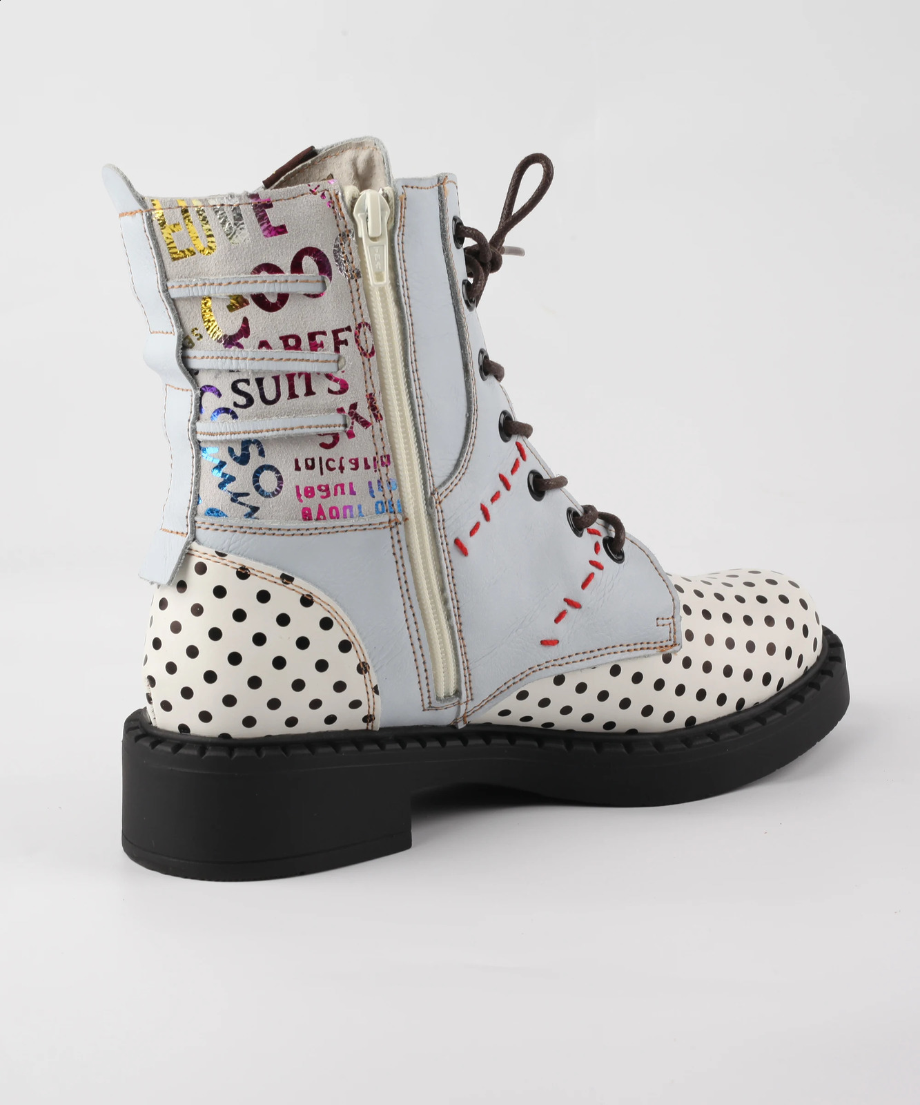 Super Season Spring Womens Polka Dot Fashion Square Heel Leather Boots Winter 250117