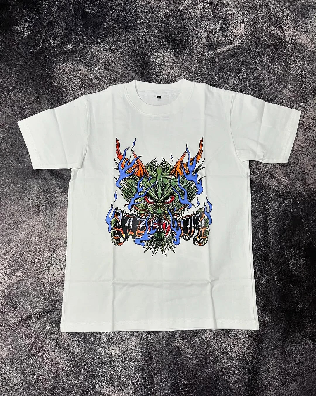 RetroTrend Graffiti Cartoon Dragon Element Oversized Printed Solid Color Tshirt Mens Loose Cotton Streetwear Shortsleeved Top 250122