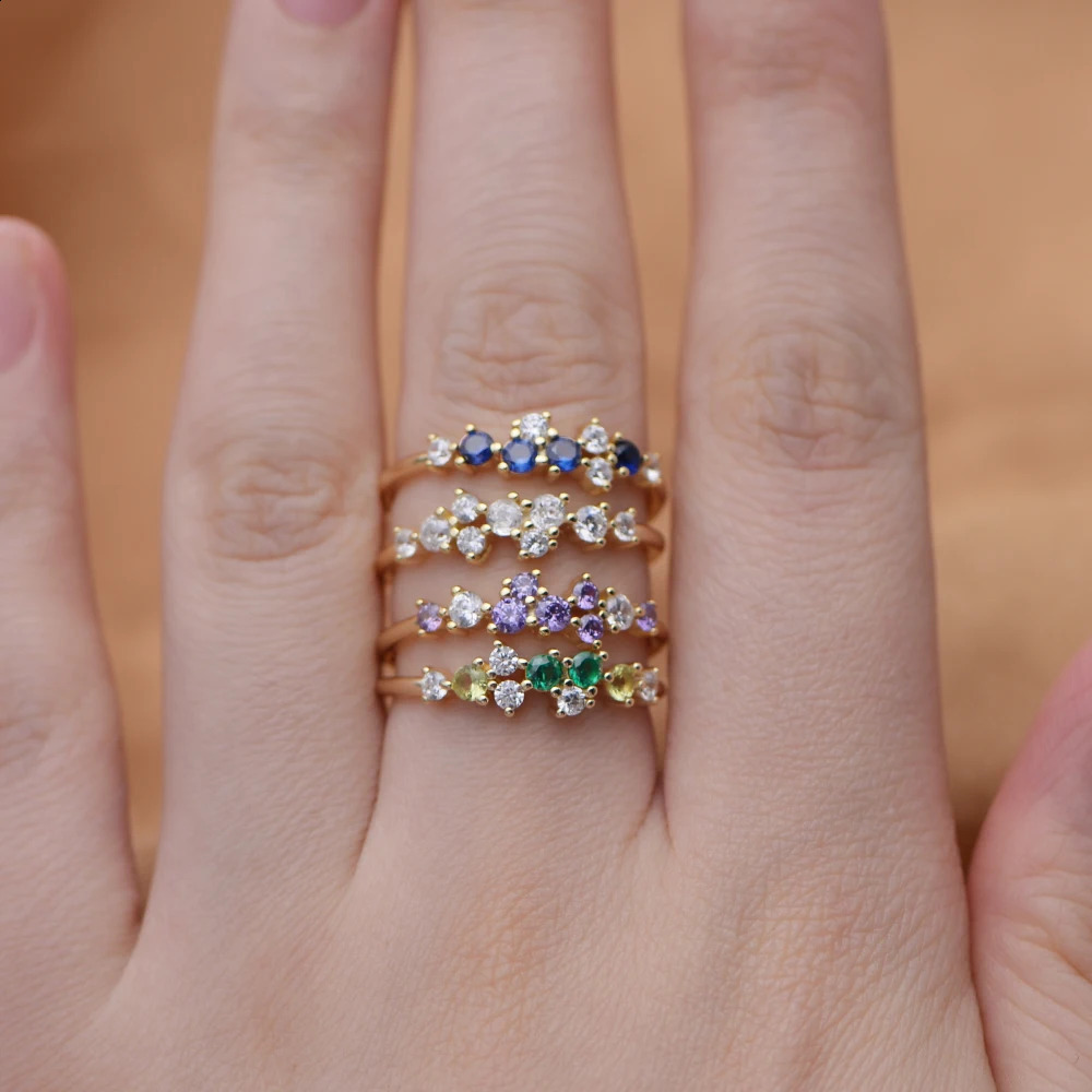 minimalistic birthstone zircon trend the night sky Inspired twinkling stars Stackable cluster rings jewelry for women girls 250121