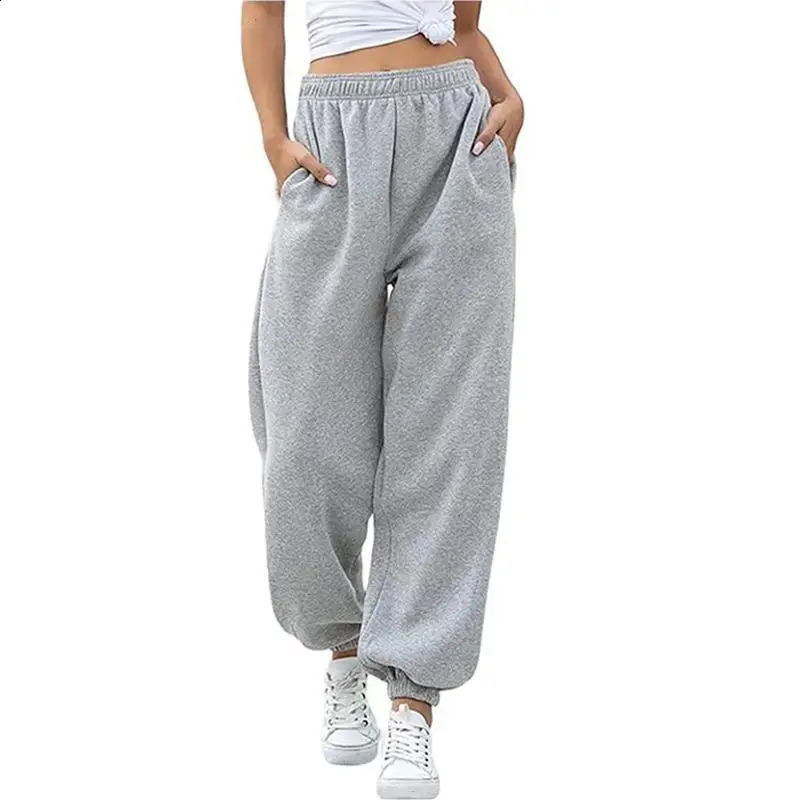 Womens Fashionable High Waisted Casual Sports Versatile Sweatpants with Ankle Cuffs 250108