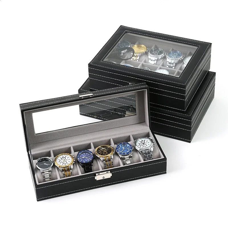 Watch Boxes 2/3/4/5/6/8/10/12 Girds Cases Storage Boxes Watch Organizer Case PU Leather Watch Display Jewelry Box For Gifts 250120