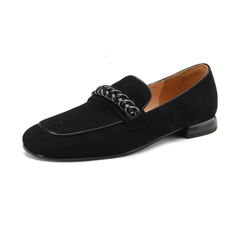 new style square toe thick mid-mouth single women's flat shoes low heel loafers