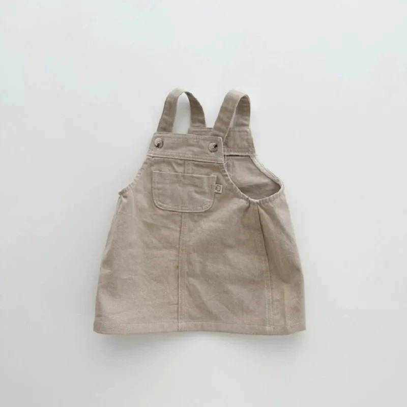 Children Girls Clothes Simple Sleeveless Strap Skirt Spring Summer All Match Cute Jeans Kids Dress 250117