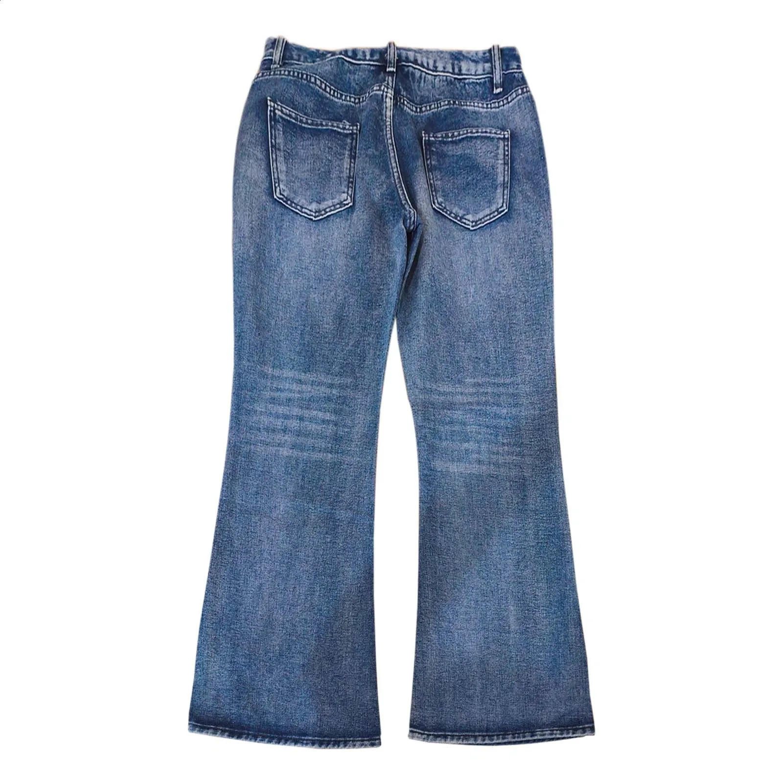 Vintage Women Distressed Flare Jeans Y2k Low Rise Boot Cut Denim Pants Retro Streetwear Wide Leg Blue Trousers 250118