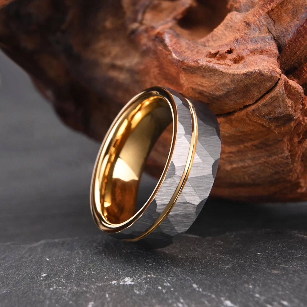 Tungsten Carbide Mens Rings Womens Rings 8mm Gray Lot Flower Mens Engagement Rings Golden Groove Frosted Comfort Fit 250117