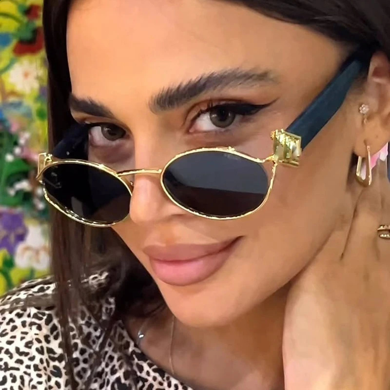 Small Metal Frame Oval Sunglasses for Women Fashion Shades Uv400 Eyewear Men Vintage Sun Glasses 250117