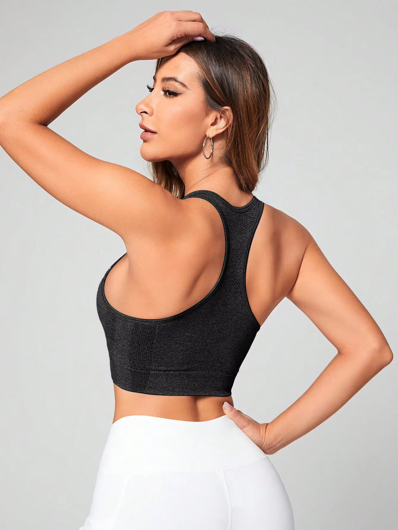 Women's Seamless Racerback Sports Bra High Impact Support Yoga Gym Workout Fiess