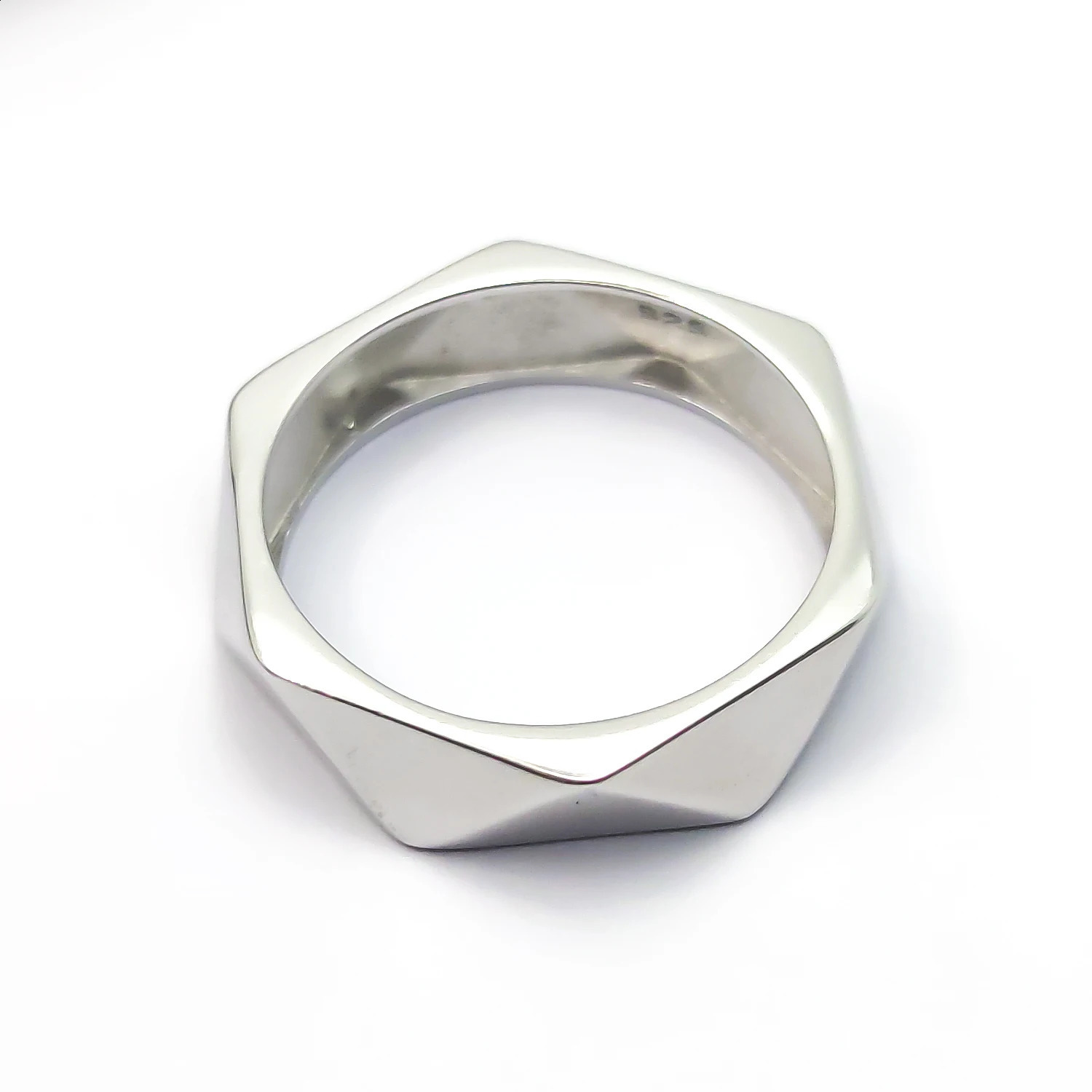 HESHI 925 Sterling Silver Smooth White Simple Triangle Line Rings for Men Women Couple 250117