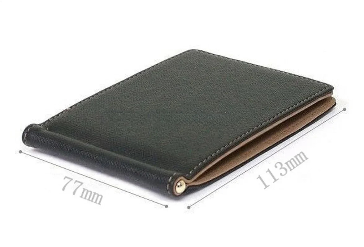 Leather Men Money Clips Metal Solid Wallets Credit Dollar Purses Money Holder portafoglio Wallet for Male Minimalist Card Holder 250121