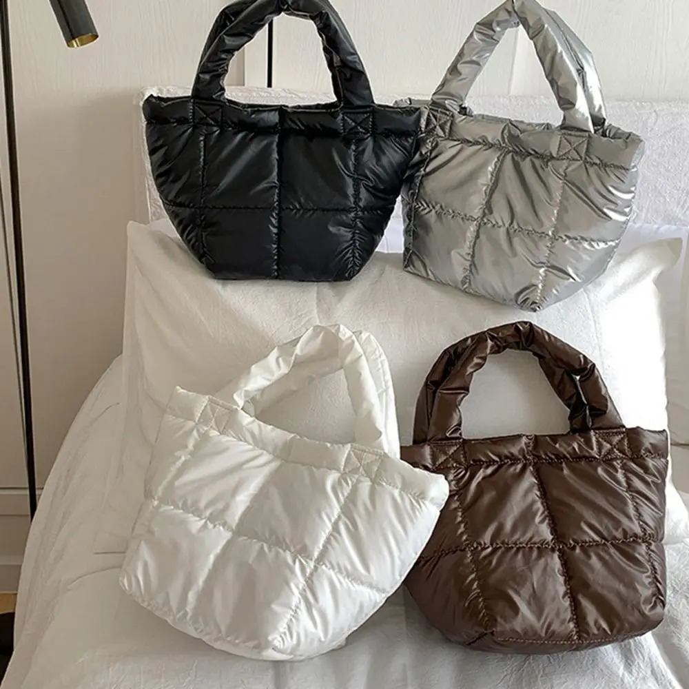 New Free Shipping Designer Bag Korean Style Space Cotton Tote Large Capacity Sier Cloud Bag Lightweight Solid Color Nylon Handbag Autumn Winter