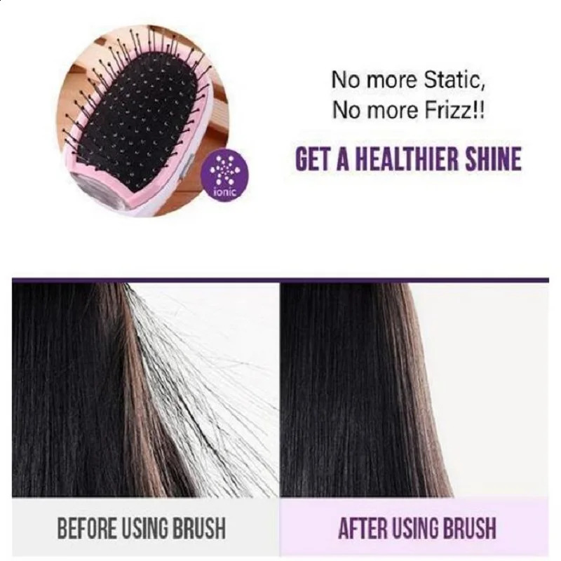 Black Ionic Styling Hairbrush Matte Ions Hair Brush Comb Hair Modeling Magic Beauty Massage Hairbrush Makes Hair Softer Shinier 250120