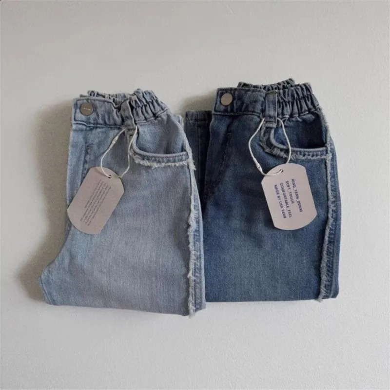 Baby Girl Boy Cotton Solid Fashion Jeans Infant Toddler Loose Denim Trousers Pocket Casual Child Pants Spring Baby Clothes 9M-2T 250115