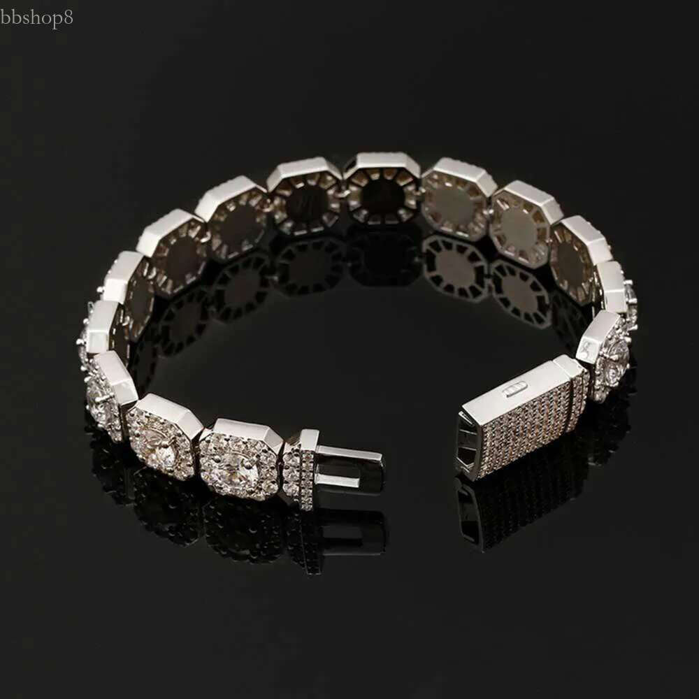 Hip Hop S Sterg Sier 12mm Vvs Moissanite Tennis k Chain Women Pass Dia Test Mens Fine Jewelry Bracelet