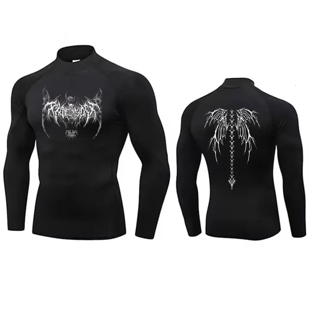 Y2K Mens Turtleneck Compression Shirt Quick Gym Fitness Dry Rash Guard Hight Neck Muscle Athletic Bodybuilding Shirts Summer 250117