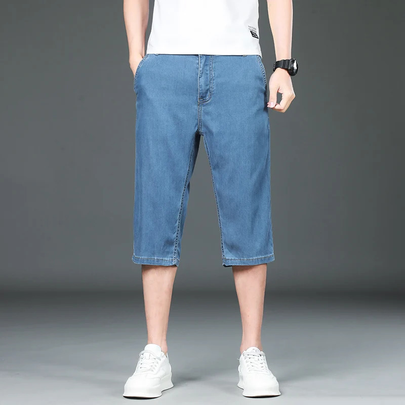 Casual Mens Denim Shorts Summer Thin Comfortable Solid Color Classic Straight Baggy Denim Pants Male Cropped Short Pants 250117