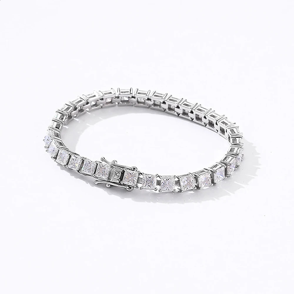 0.4Carat Princess Cut Tennis Bracelets with Gra Certificate 925 Sterling Silver Square Shape Diamond Bangle for Women 250121