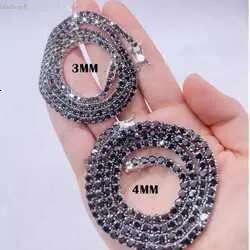 Hiphop Jewelry Necklace Sier Black Vvs Moissanite Pass Dia Tester Tennis Chain