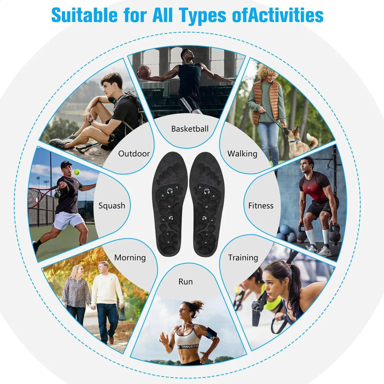 1Pair Acupressure Magnetic Therapy Insoles Slimming Breathable Running Shoes Cushion Feet Health Care Arch Support Sport Insoles 250120