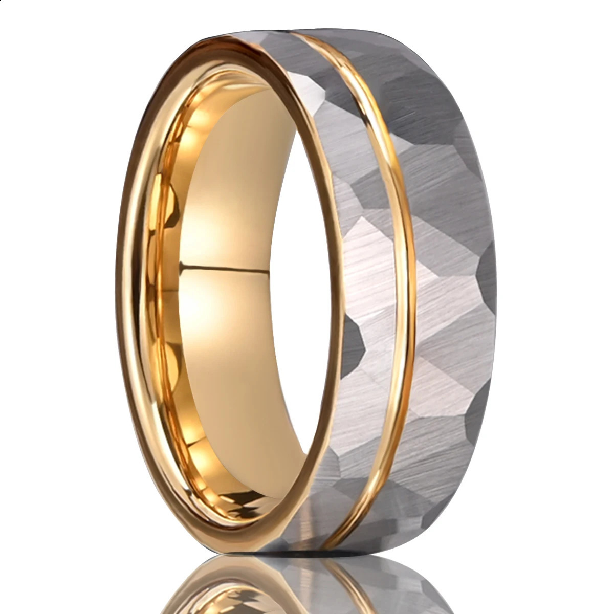 Tungsten Carbide Mens Rings Womens Rings 8mm Gray Lot Flower Mens Engagement Rings Golden Groove Frosted Comfort Fit 250117