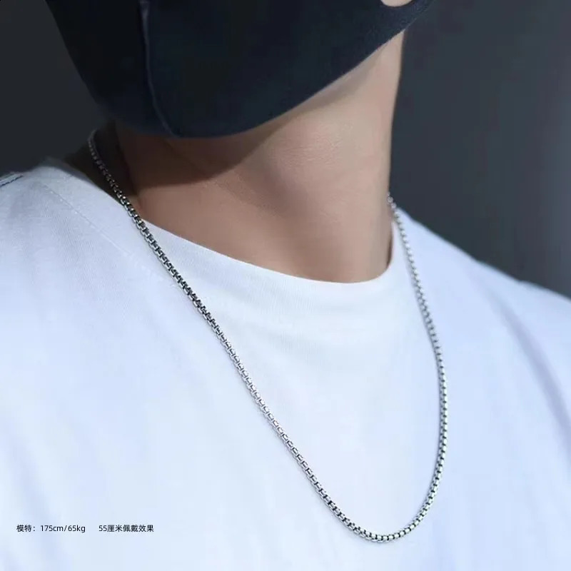 BOCAI Wholesale M 100% Solid S925 Pure Silver Round Snake Bone Sweater Chain Fashion Man Necklace 250120