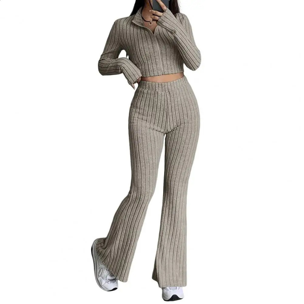 Women Spring Commuting Outfit Slimfitting Suit Womens Outd Pants Set with Zipper for Daily 250113