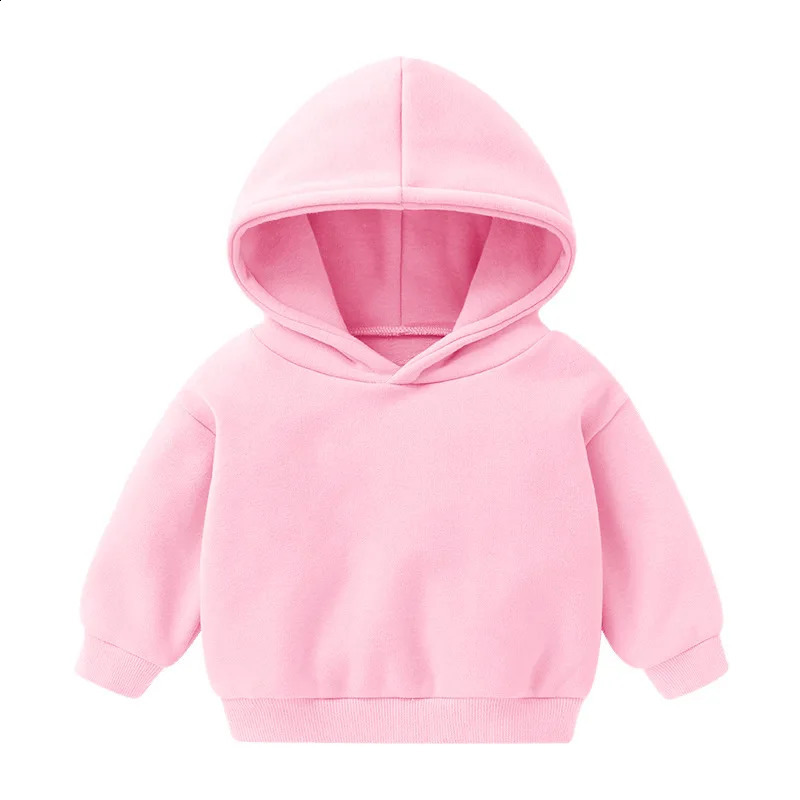 Toddler Girl Fall Blouses Kid Boys Spring Hooded Sweater Fleece Clothes Baby Children Pink Soild Cartoon Print Long-sleeved Tops 250121