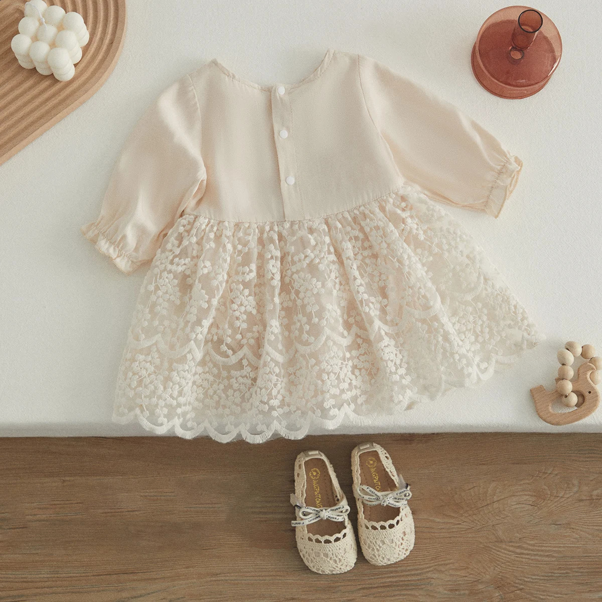 VISgogo Baby Girls Tutu Romper Dress Long Sleeve Round Neck Patchwork High Waist Lace Floral Party Princess Dress 250120