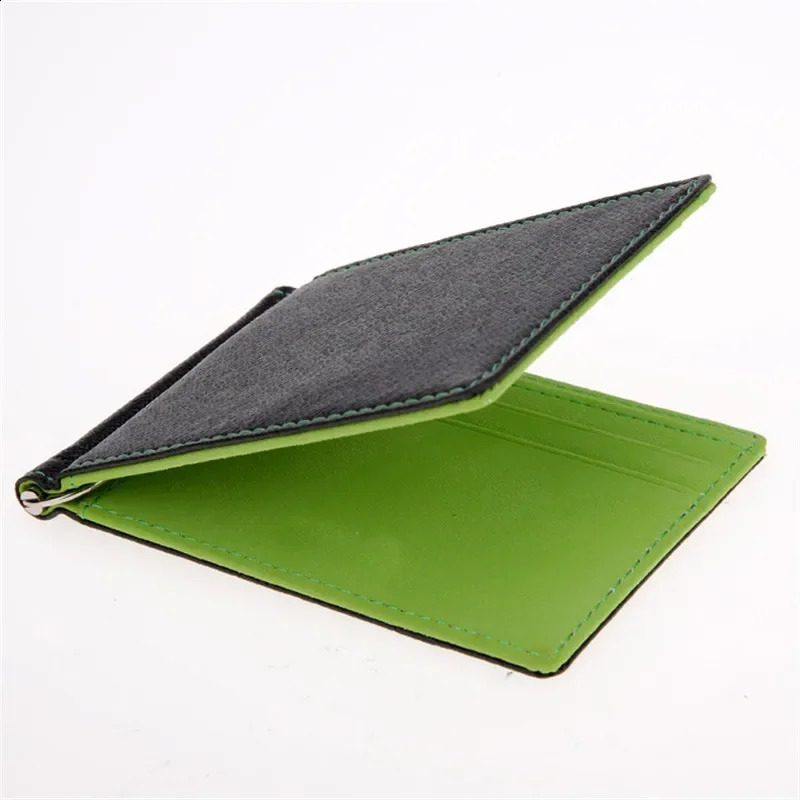 Leather Men Money Clips Metal Solid Wallets Credit Dollar Purses Money Holder portafoglio Wallet for Male Minimalist Card Holder 250121