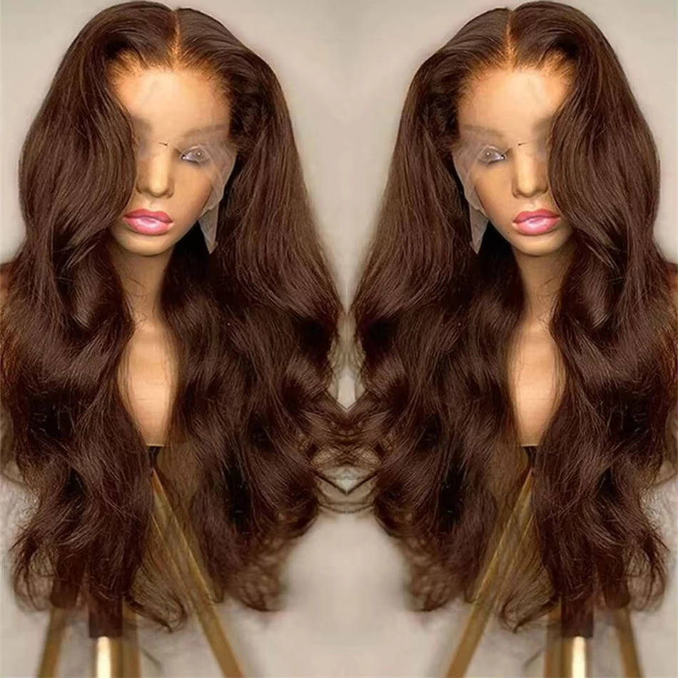 Chocolate 360 13x6 Frontal 100% Wig Body Wave Brown 13x4 HD Lace Front Human Hair Wigs For Women