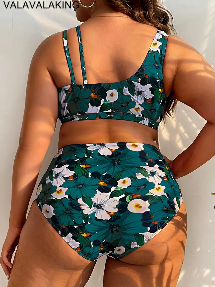 Patchwork 2 Piece Plus Size Bikini Set Women Large Big Swimsuit High Waist Lady Swimwear Beach Chubby Curvy Bathing Suit 250109