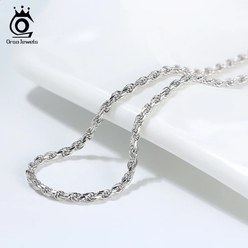 ORSA JEWELS 925 Sterling Silver Diamond-Cut Rope Chain Necklaces 1.2mm 1.5mm 1.7mm Neck Chain for Women Men Jewelry Gift SC29 250120
