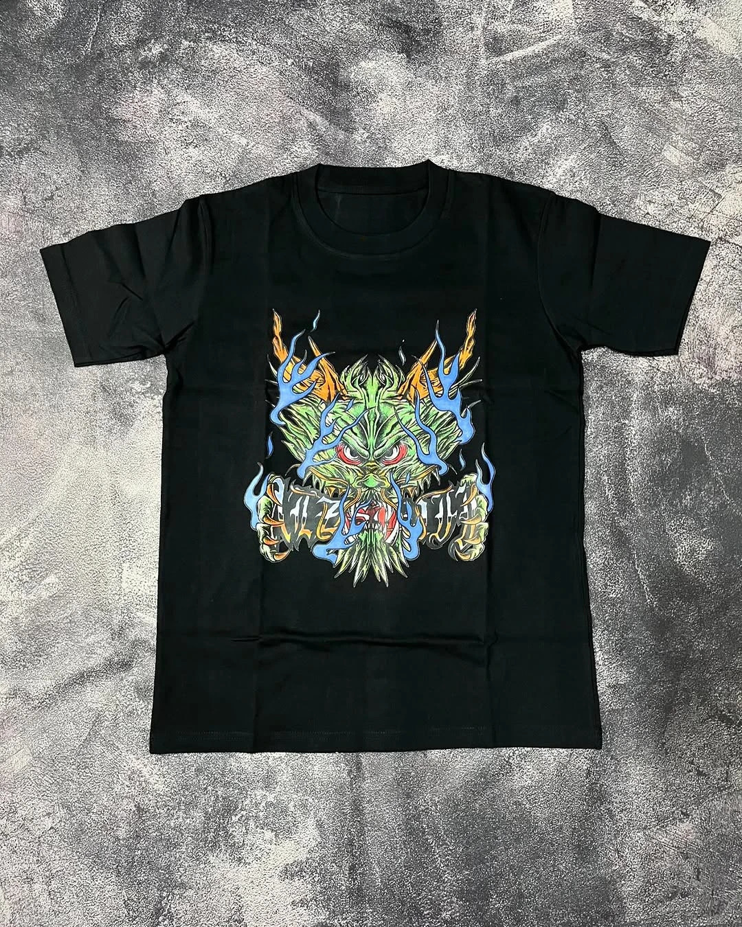 RetroTrend Graffiti Cartoon Dragon Element Oversized Printed Solid Color Tshirt Mens Loose Cotton Streetwear Shortsleeved Top 250122