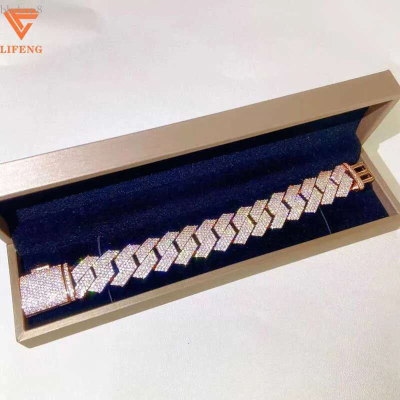 High Quality Hip Hop VVS Moissanite Custom Sparkg Rose Gold Jewelry Ice Out Of Cuban Bracelet