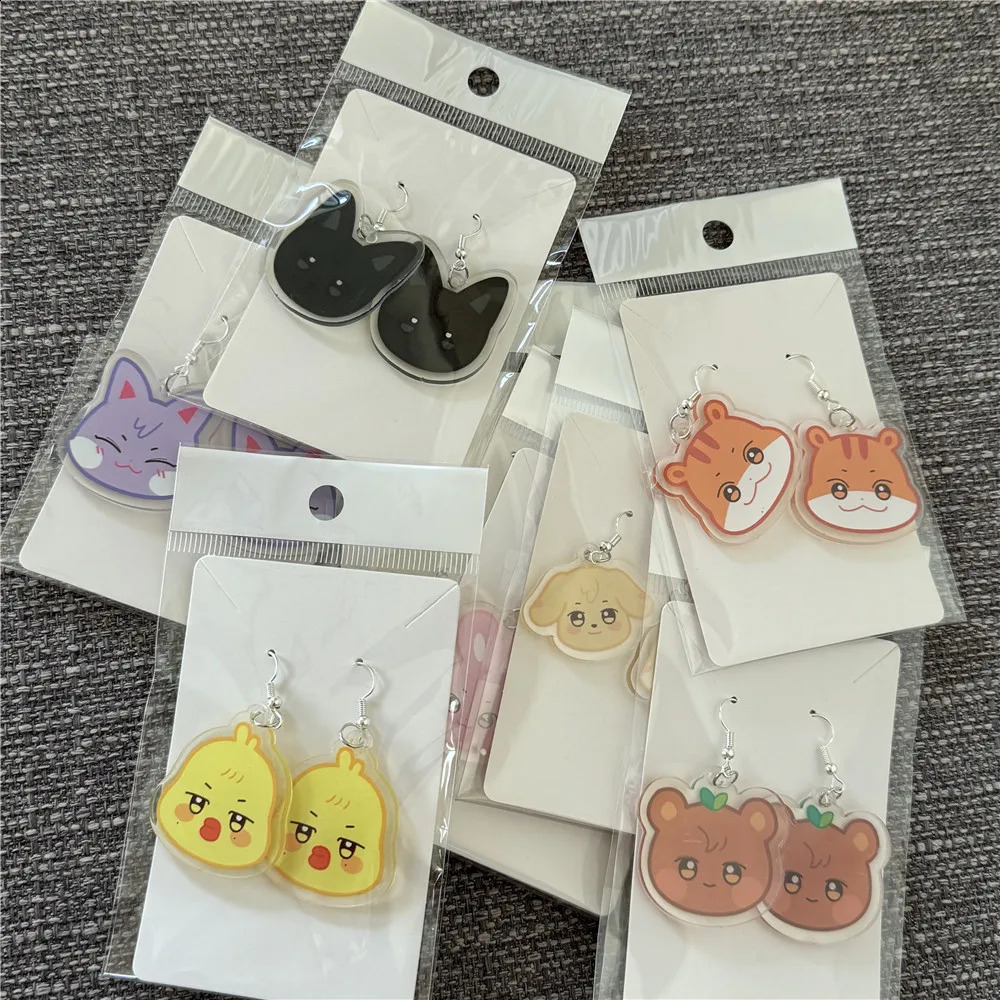 1 or 8pcs KPOP ATEEZ ANITEEZ Cartoon Earring Ear Stud Cute Animal Acrylic Earrings Pendant Hongjoong Seonghwa Yunho Yeosang 250120